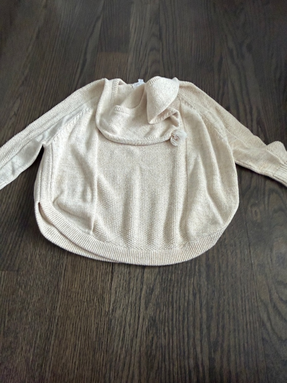 Girls Mud Pie Cream / Gold Knit Hooded Pullover Sweater - size 24M- 2T / 3T - Picture 7 of 9